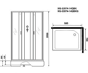 Душевая кабина Niagara Classic NG-33974-14QBK 90x70 купить в интернет-магазине Sanbest