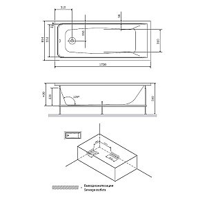 Ванна акриловая AM.PM Gem W90A-170-070W-A1 170x70 купить в интернет-магазине Sanbest