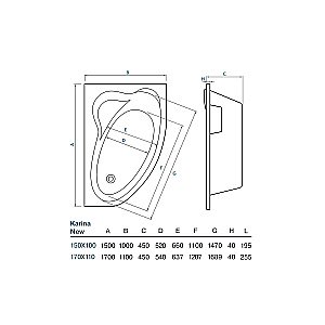 Ванна акриловая Koller Pool Karina 170x110 KARINA170X110L белая купить в интернет-магазине Sanbest