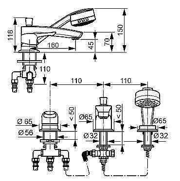 Смеситель для ванны Kludi MX 334460562 купить в интернет-магазине сантехники Sanbest