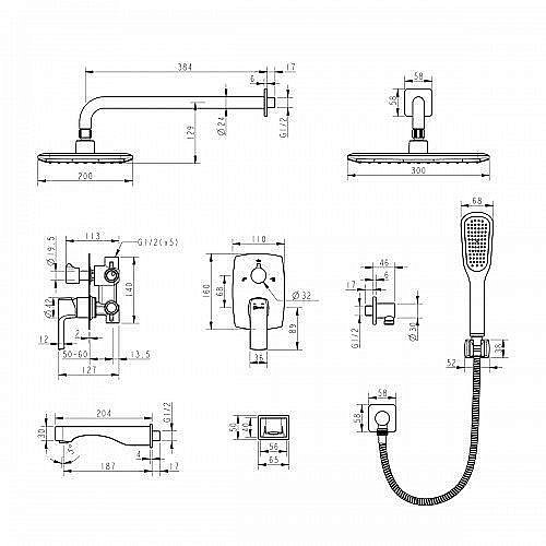 Душевая система Lemark Ursus LM7222BL Черный купить в интернет-магазине сантехники Sanbest