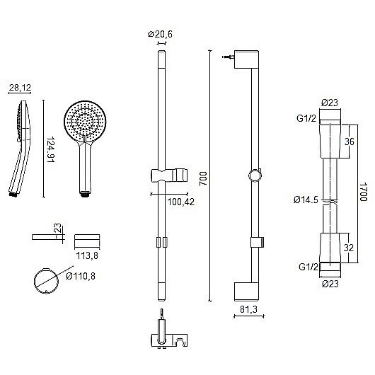 Душевой гарнитур Jacob Delafon Elite E32910-CP хром купить в интернет-магазине сантехники Sanbest
