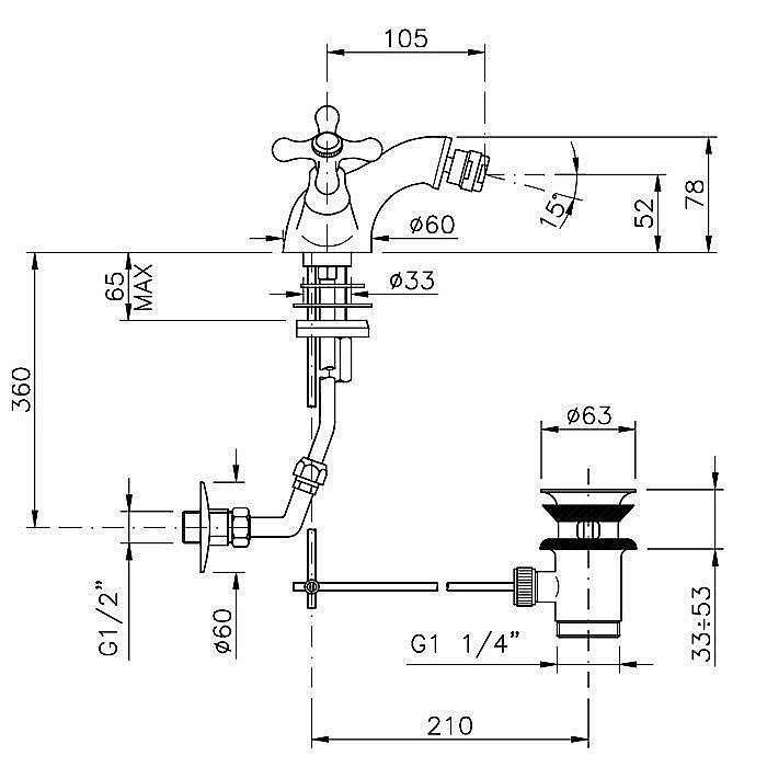 Смеситель для биде Nicolazzi Nuova Brenta 2534GB Золото купить в интернет-магазине сантехники Sanbest