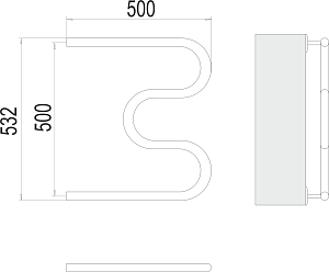 Полотенцесушитель водяной Terminus М-обр AISI 32х2 500х500 купить в интернет-магазине сантехники Sanbest