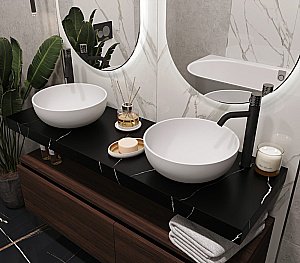 Тумба с раковиной и столешницей Armadi Art Flat 140 темный дуб для ванной в интернет-магазине Sanbest