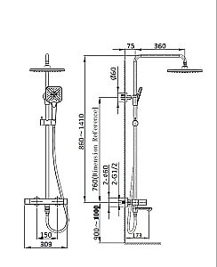 Душевая система Vincea Cube VSFS-1C1MB черная матовая купить в интернет-магазине сантехники Sanbest