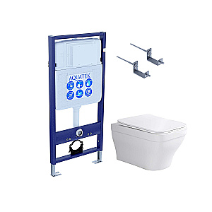 Унитаз подвесной Aquatek АМАДЕО AQ1163-00+INS-0000012+KKI-0000002 белый, безободковый, с крышкой микролифт, с инсталляцией, без кнопки купить в интернет-магазине Sanbest