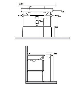 Консоль с раковиной на 3 отв. Kerasan Waldorf 4142K 100 золото для ванной в интернет-магазине сантехники Sanbest