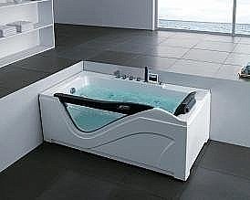 Ванна акриловая Gemy Glass Panel G9055 K 181x92 белая с гидромассажем купить в интернет-магазине Sanbest