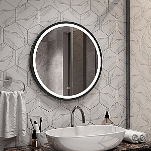 Зеркало Art&Max LIVORNO AM-Liv-600-DS-F-Nero в ванную от интернет-магазине сантехники Sanbest