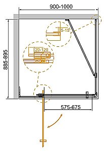 Душевой уголок Cezares Slider 90x100 AH-1-90-90/100-GRIGIO-BORO стекло серое/профиль золото брашированное купить в интернет-магазине Sanbest