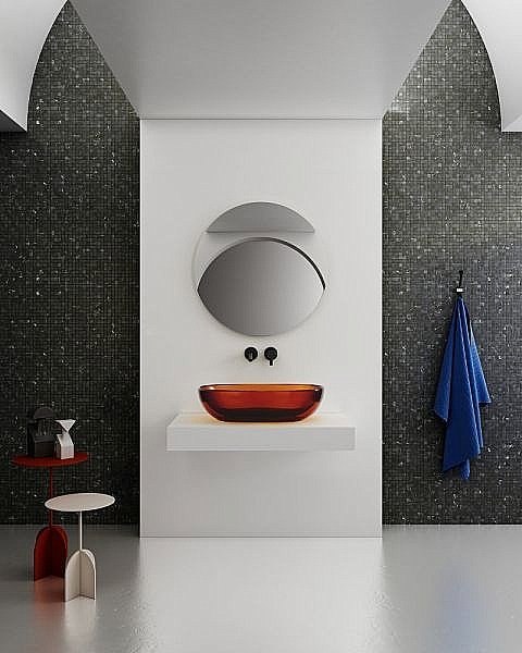 Раковина накладная прозрачная ABBER Kristall AT2805Opal коричневая купить в интернет-магазине Sanbest