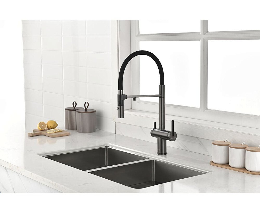 Смеситель для кухни Paulmark Gravity Gr213888-GM вороненая сталь купить в интернет-магазине сантехники Sanbest