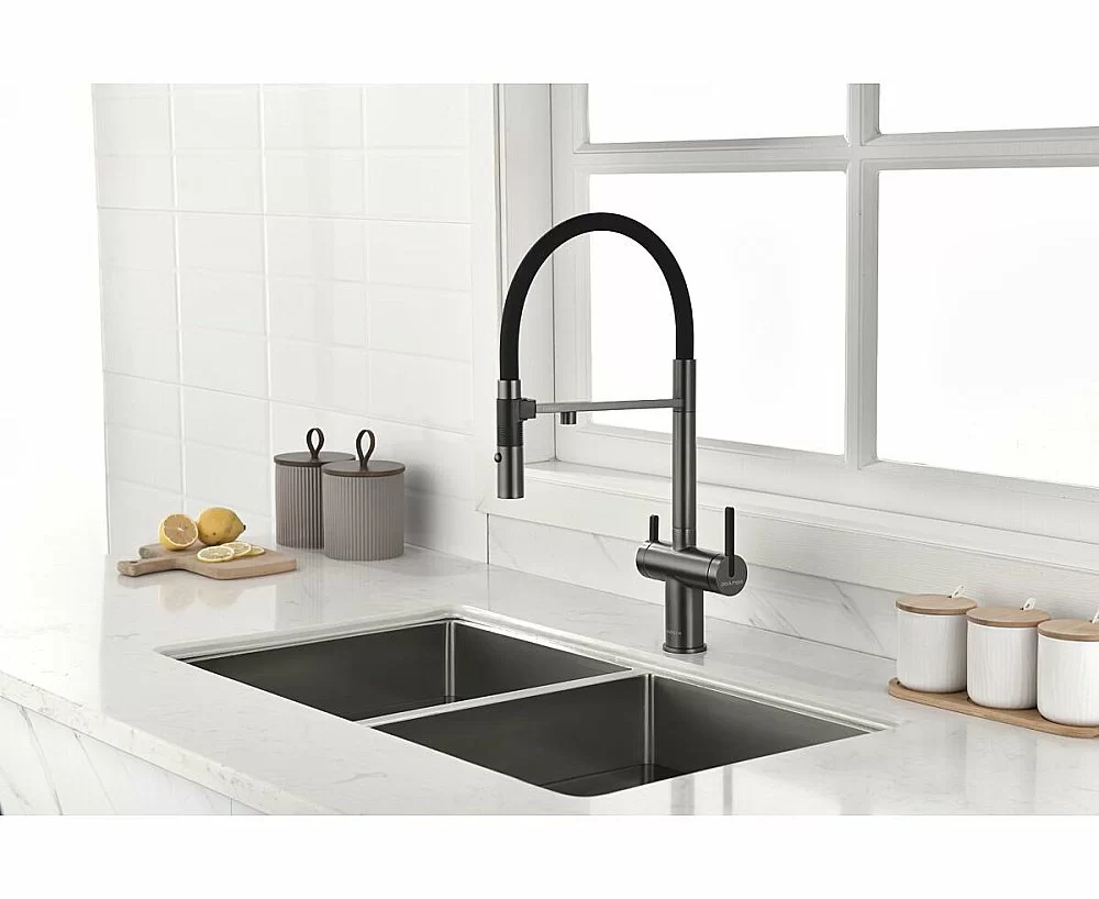 Смеситель для кухни Paulmark Gravity Gr213888-GM вороненая сталь купить в интернет-магазине сантехники Sanbest