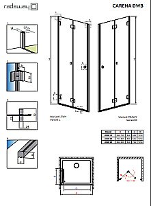 Душевая дверь Radaway Carena DWB 80 стекло прозрачное/профиль хром купить в интернет-магазине Sanbest
