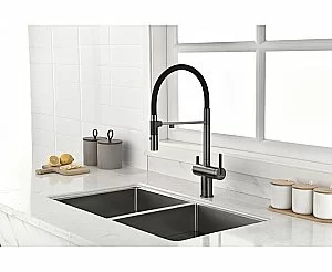 Смеситель для кухни Paulmark Gravity Gr213888-GM вороненая сталь купить в интернет-магазине сантехники Sanbest