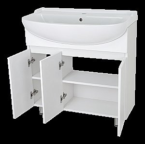 Тумба с раковиной Misty Амур - 80 Э-Аму01080-021Н белая для ванной в интернет-магазине Sanbest