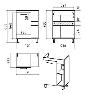 Тумба с раковиной Misty Крафт - 60 П-Кра-07060-011 белый/светлое дерево для ванной в интернет-магазине Sanbest