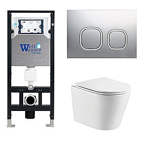 Унитаз с инсталляцией WeltWasser AMBERG 506 + SALZBACH 043 GL-WT + AMBERG RD-CR купить в интернет-магазине Sanbest