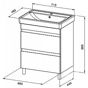 Тумба с раковиной Orange TOPLINE-Lyon TLNF70+RA белая глянец для ванной в интернет-магазине Sanbest