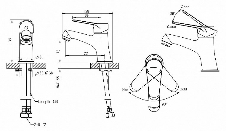 Смеситель для раковины Bravat EMERALDA F1135147CP-RUS купить в интернет-магазине сантехники Sanbest