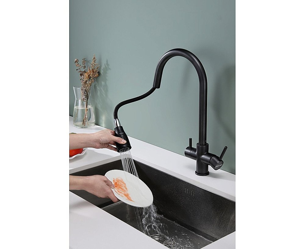 Смеситель для кухни Paulmark Lange La214212-BLM черный  купить в интернет-магазине сантехники Sanbest