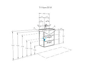 Тумба с раковиной Акватон Ария 50 М черная глянцевая для ванной в интернет-магазине Sanbest