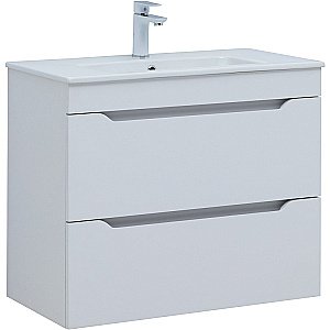 Тумба с раковиной Aquanet Практика 80 330459 белая матовая для ванной в интернет-магазине Sanbest