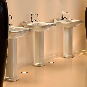 Раковина на пьедестале Kerasan Waldorf 60 417001bi+4140K1bi/cr*1 белая, заглушка хром купить в интернет-магазине Sanbest