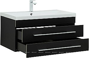 Тумба с раковиной Aquanet Верона 272429 90 New черный матовый для ванной в интернет-магазине Sanbest