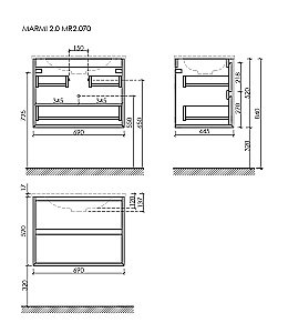 Тумба с раковиной Sancos Marmi 2.0 70 MR2.070ECH дуб чарльстон для ванной в интернет-магазине Sanbest