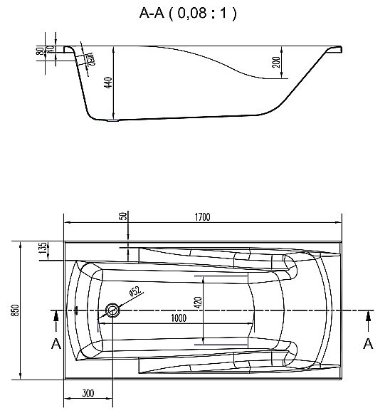 Ванна акриловая Cersanit ZEN 63355 170x85 купить в интернет-магазине Sanbest