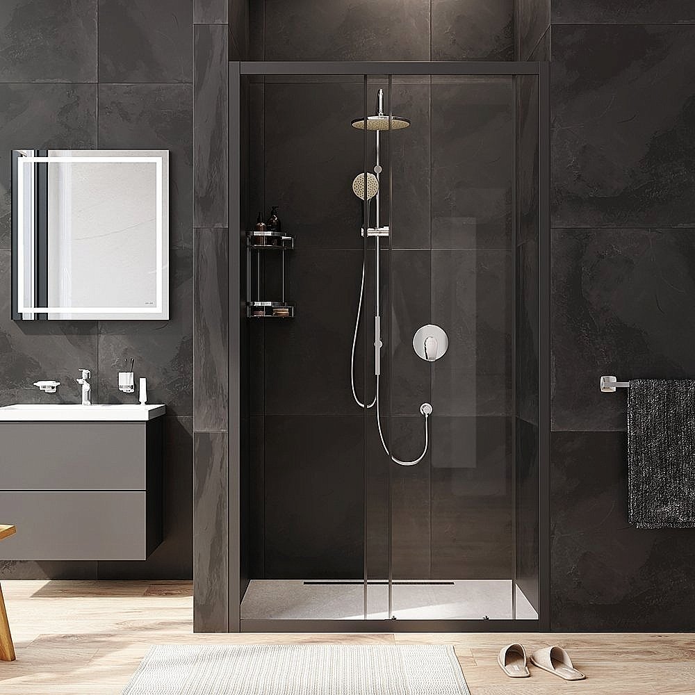 Душевая дверь AM.PM GEM W90G 110 прозрачная/черный купить в интернет-магазине Sanbest