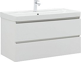 Тумба с раковиной Aquanet Вега 100 белый глянец для ванной в интернет-магазине Sanbest