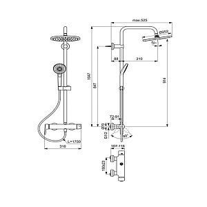 Душевая система Ideal Standard Idealrain Eco Evo SL B2266AA купить в интернет-магазине сантехники Sanbest