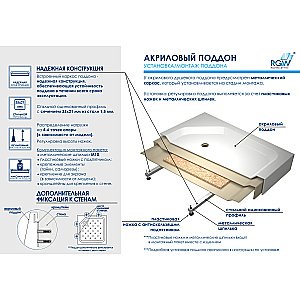 Душевой поддон RGW Acryl STYLE PR 16180292-11 90х120 белый купить в интернет-магазине Sanbest