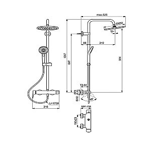 Душевая система Ideal Standard Idealrain Eco Evo SL B2266AA купить в интернет-магазине сантехники Sanbest