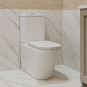 Унитаз напольный Azario Quadro AZ-2175 белый, безободковый, с бачком, с крышкой микролифт купить в интернет-магазине Sanbest