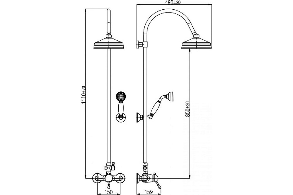 Душевая система Rav-Slezak LABE L081.5/3SM бронза купить в интернет-магазине сантехники Sanbest