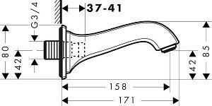 Излив для ванны Hansgrohe Metropol Classic 13425090 купить в интернет-магазине сантехники Sanbest