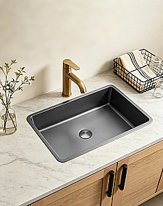 Раковина врезная снизу ABBER Wasser Kreis 52 AF2402GM оружейная сталь купить в интернет-магазине Sanbest