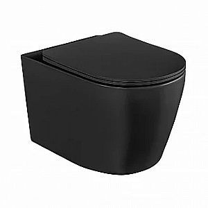 Унитаз подвесной BAS ROUND BLACK безободковый, с крышкой микролифт, черный купить в интернет-магазине Sanbest