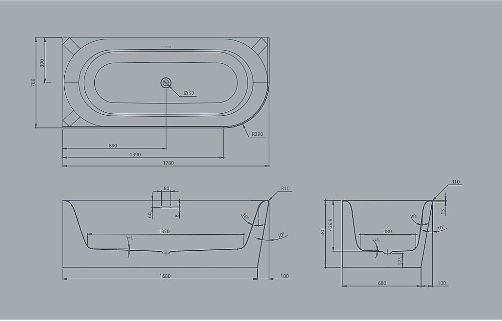 Акриловая ванна Knief Fresh 180x80 0100-233/0100-232 белая купить в интернет-магазине Sanbest