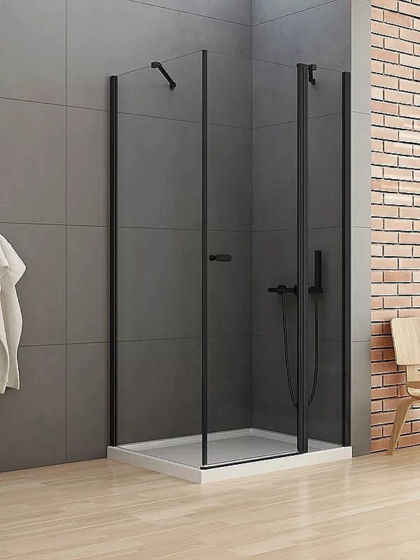 Душевой уголок NEW TRENDY NEW SOLEO BLACK K-0684 100x120 стекло прозрачное/профиль черный купить в интернет-магазине Sanbest