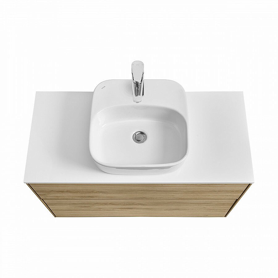 Тумба со столешницей Акватон Либерти 100 дуб эльвезия для ванной в интернет-магазине Sanbest