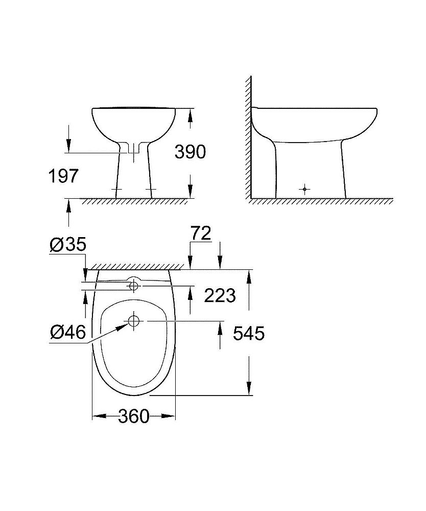 Биде напольное Grohe Bau Ceramic 39432000 купить в интернет-магазине Sanbest