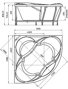 Ванна Радомир Филадельфия с г/м Релакс 168 бронза купить в интернет-магазине Sanbest