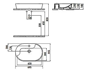 Раковина Creavit Topic 69,5 TP172-0000 белая купить в интернет-магазине Sanbest