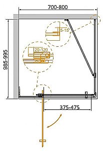 Душевой уголок Cezares Slider 100x80 AH-1-100-70/80-BR-BORO стекло бронза/профиль золото брашированное купить в интернет-магазине Sanbest