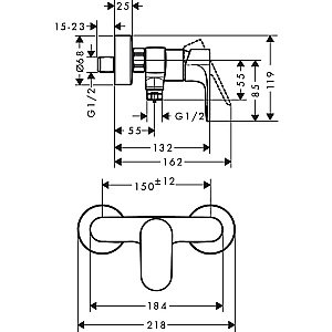 Смеситель для душа Hansgrohe Rebris S 72640670 купить в интернет-магазине сантехники Sanbest